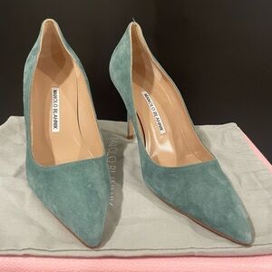 Manolo Blahnik Teal Suede Heels